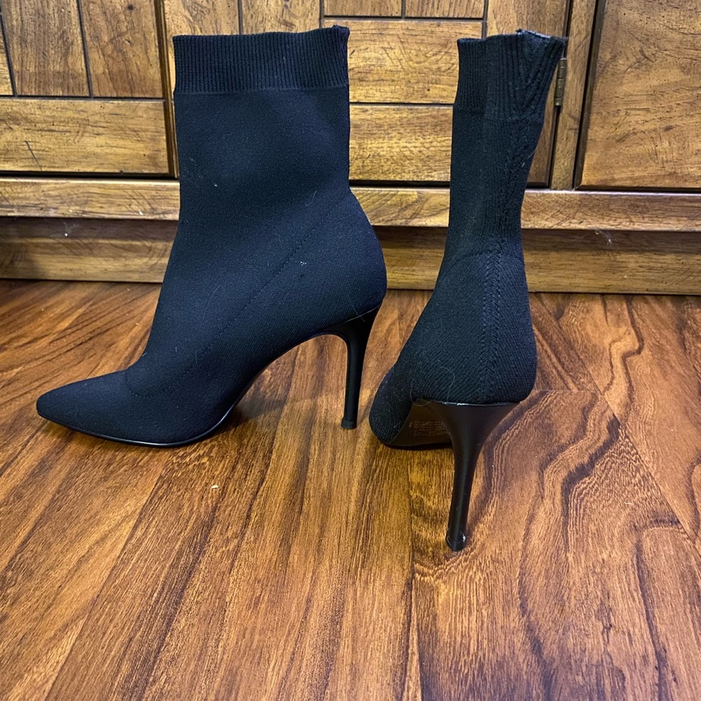 Steve Madden Century Black Sock Boot Stiletto Heel